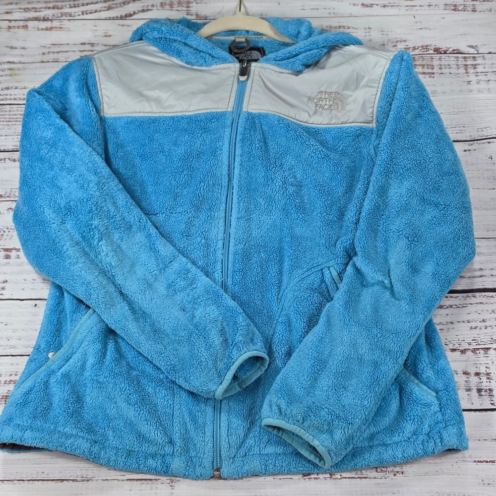 The North Face Fleece Jacket Womens Medium Blue Good Hooded Full Zip Osito